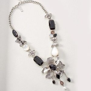 White House Black Market Floral and Butterfly Statement Necklace